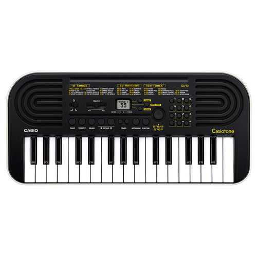 لوحة مفاتيح Casiotone Mini SA-51 مع نغمات البيانو، أسود