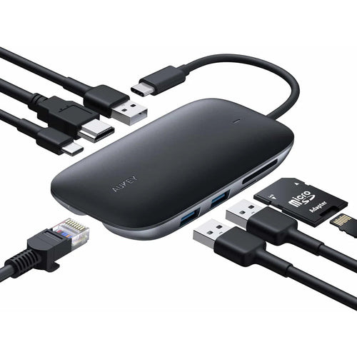 Aukey CB-C71 USB-C RJ45 3xUSB 3.1 HDMI SD i microSD طاقة 100 وات