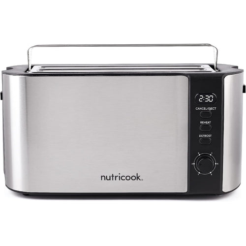 Nutricook Digital 4-Slice Toaster with LED Display, Stainless Steel Toaster with 2 Long & Extra Wide Slots