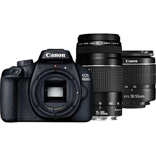 Canon EOS 4000D Black 18-55 DC +Canon 75-300mm lens