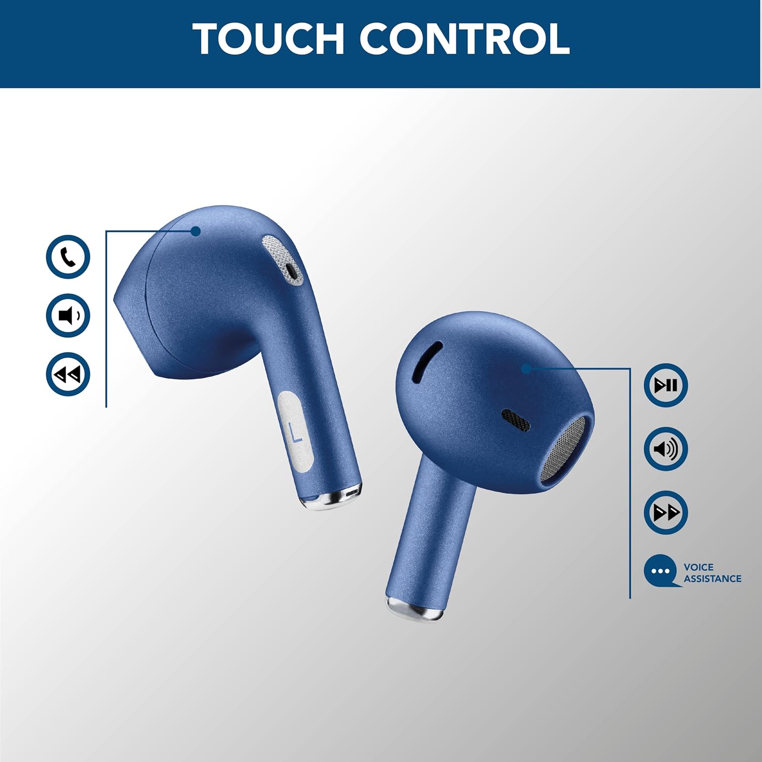 CellularLine Crystal Earphones TWS ENC Blue with touch control