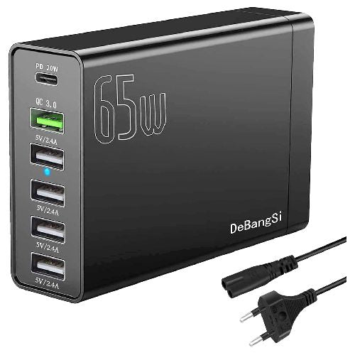 Anker, Power Adaptors, Charger Ext 1usb-c+3usb 65w Bk, Power Adaptor, Anker Power Adaptor