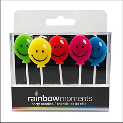 Shape Candles Happy Face printed in black on balloon shapesCandle colors