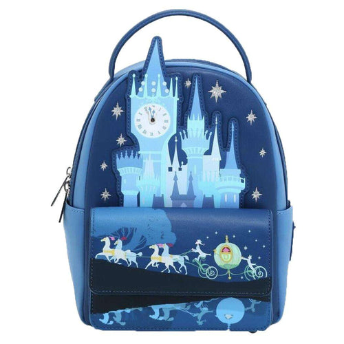 Loungefly! Leather- Disney Cinderella Castle Carriage Glow In The Dark Mini Backpack