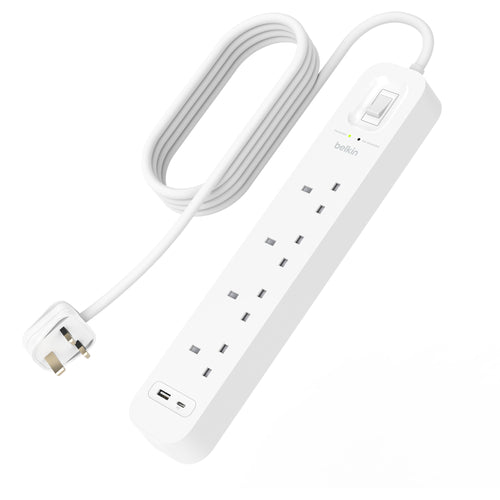BELKIN - 4-OUTLET SURGE PROTECTOR 18W USB A & C - 2M
