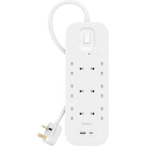 BELKIN - 6-OUTLET SURGE PROTECTOR 18W USB A & C - 2M