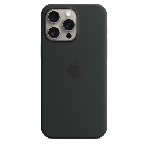 حافظة سيليكون iPhone 15 Pro Max مع ماغسيف - أسود