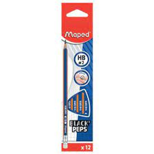 Maped Black Peps Navy 12X Hb Pencil +Eraser Bx