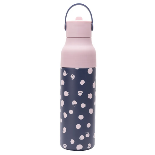 Lund London Active Water bottle 500ml – Indigo with Pink Spots